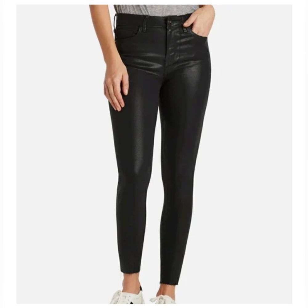 NWT SAM EDELMAN Womens Black Stiletto Coated Skinny Pants 8/29